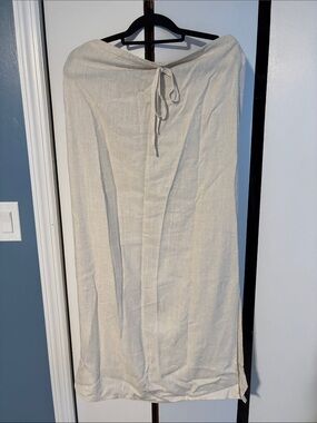 Women's Cream Linen Skirt elastic waistband